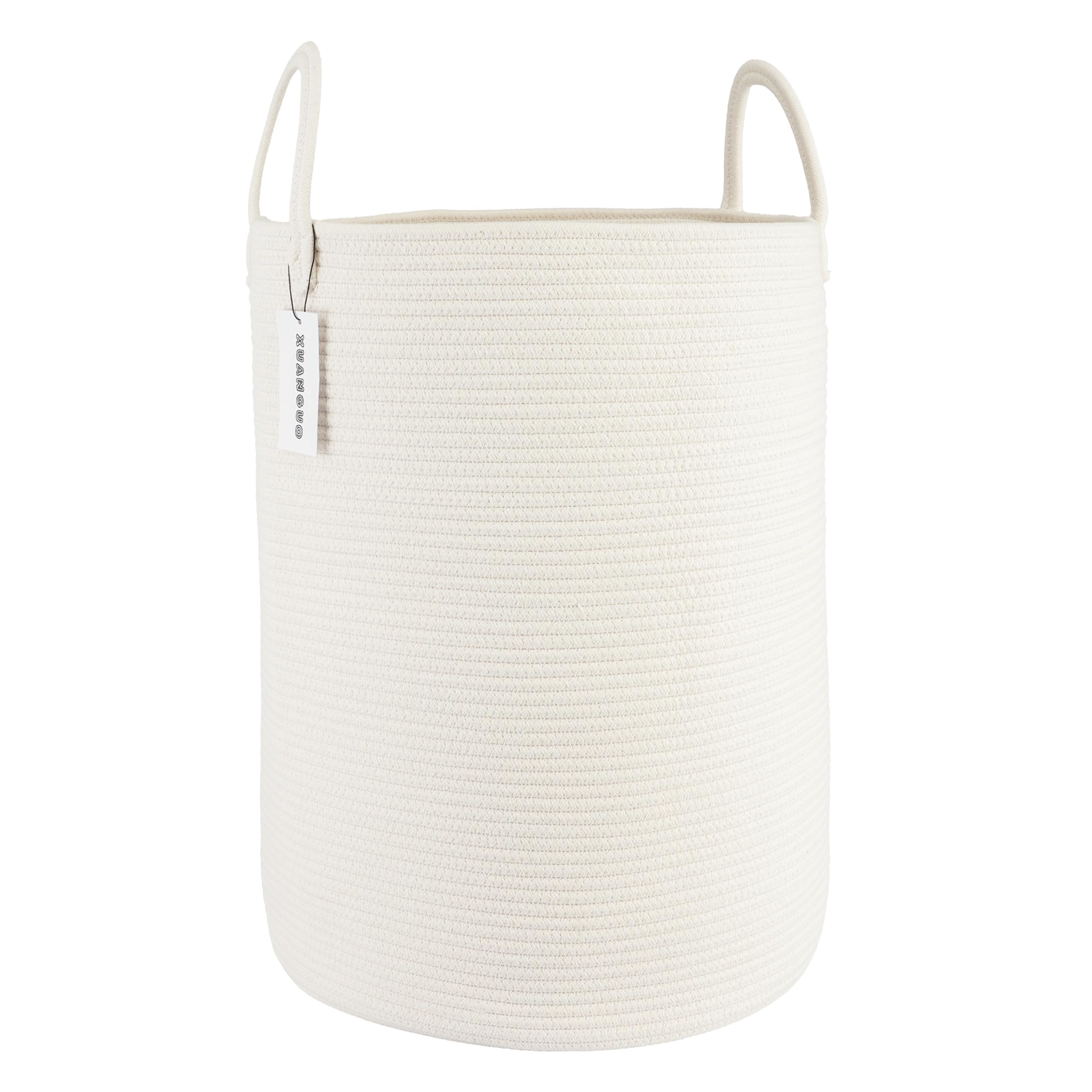 XUANGUO cotton rope laundry basket large white for clothes and blankets.