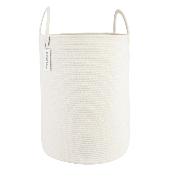 XUANGUO cotton rope laundry basket large white for clothes and blankets.