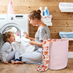 XUANGUO nursery pink rope basket complements decor for baby items.