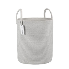 XUANGUO cotton rope laundry basket tall with handles for easy transport and organized laundry.
