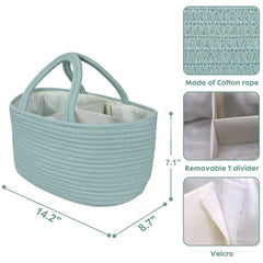 Xuanguo diaper caddy light green color complements nursery decor.