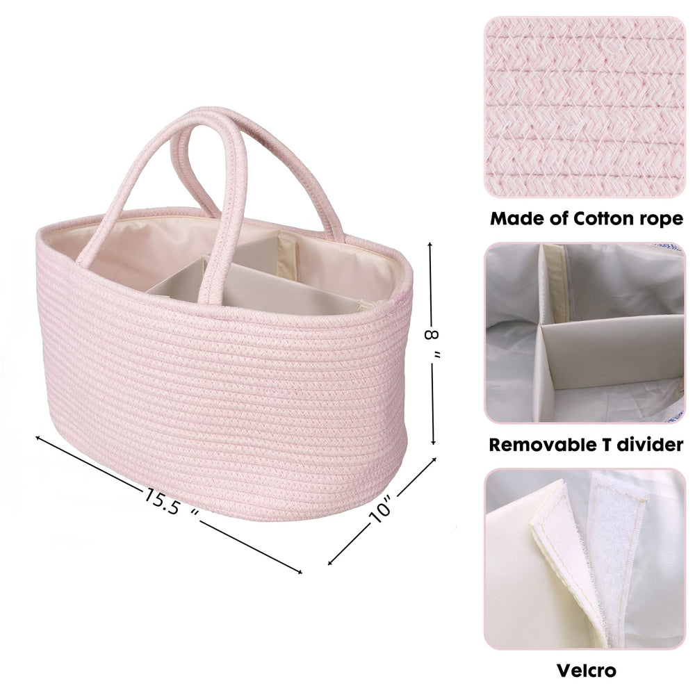 Xuanguo pink diaper caddy with multi-compartment layout keeps baby items tidy.