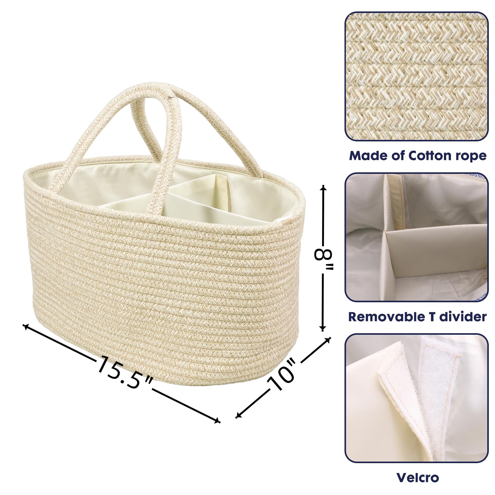 XUANGUO diaper caddy with removable dividers for flexible organization