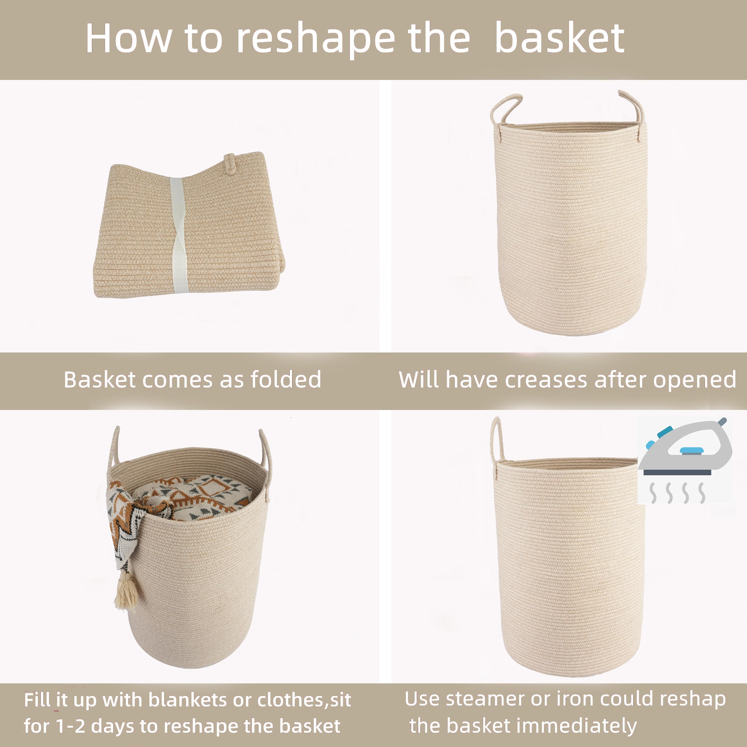 XUANGUO foldable rope basket is lightweight and easy to store.