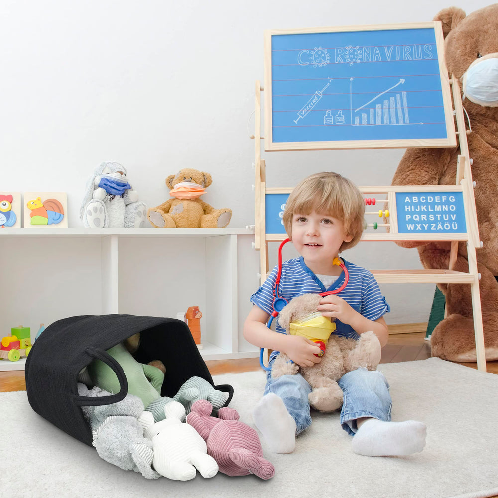 XUANGUO foldable rope laundry bin reshapes easily after filling.