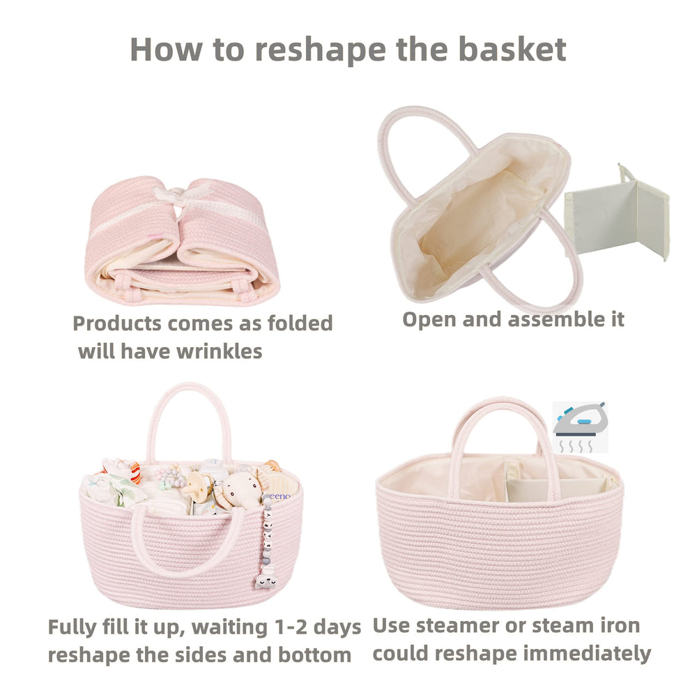 Xuanguo pink diaper caddy, a gift-ready nursery organizer for newborns.