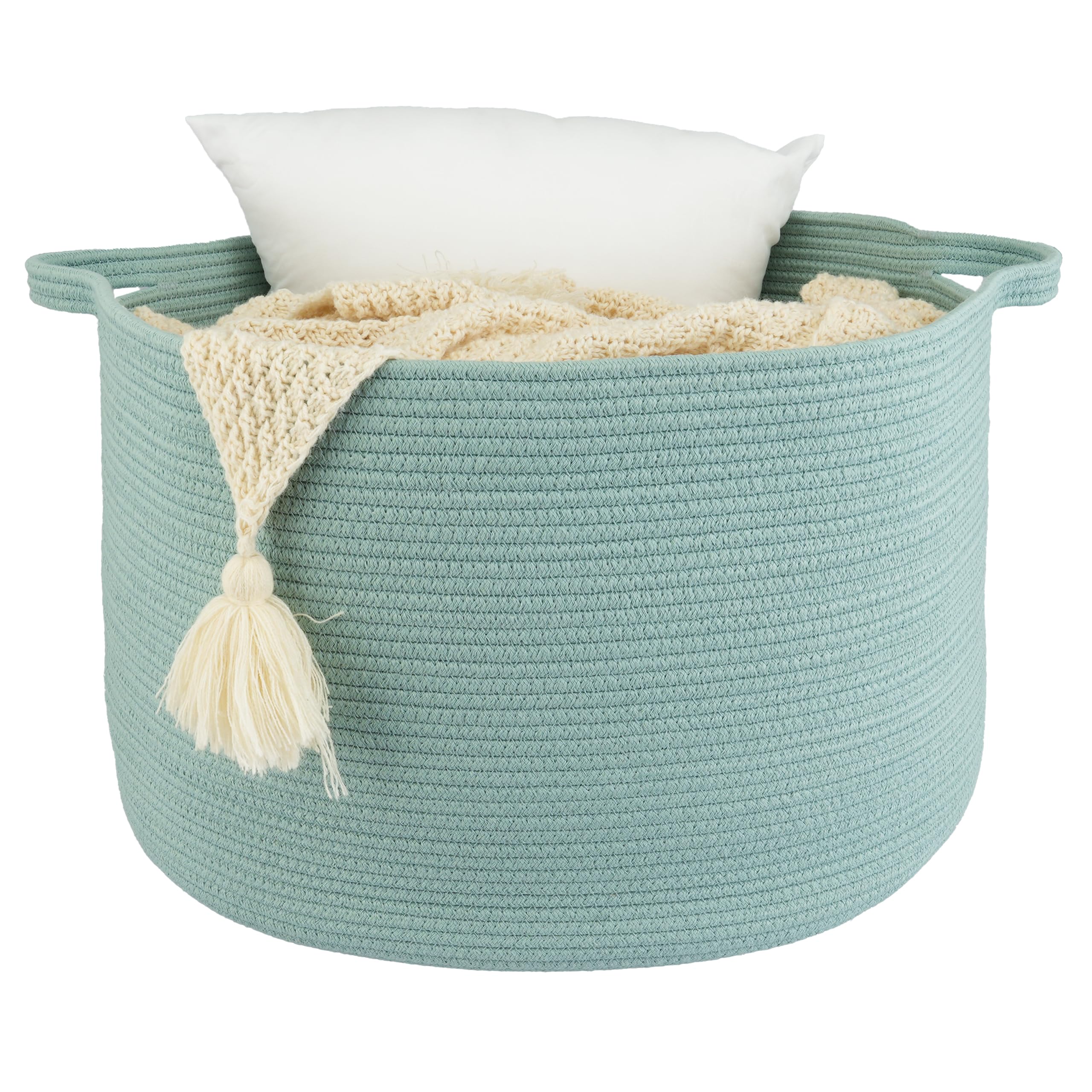 XUANGUO large cotton rope basket with handles for easy blanket storage