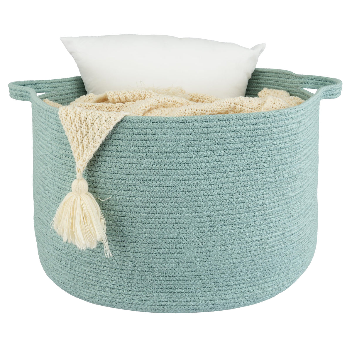 XUANGUO large cotton rope basket with handles for easy blanket storage