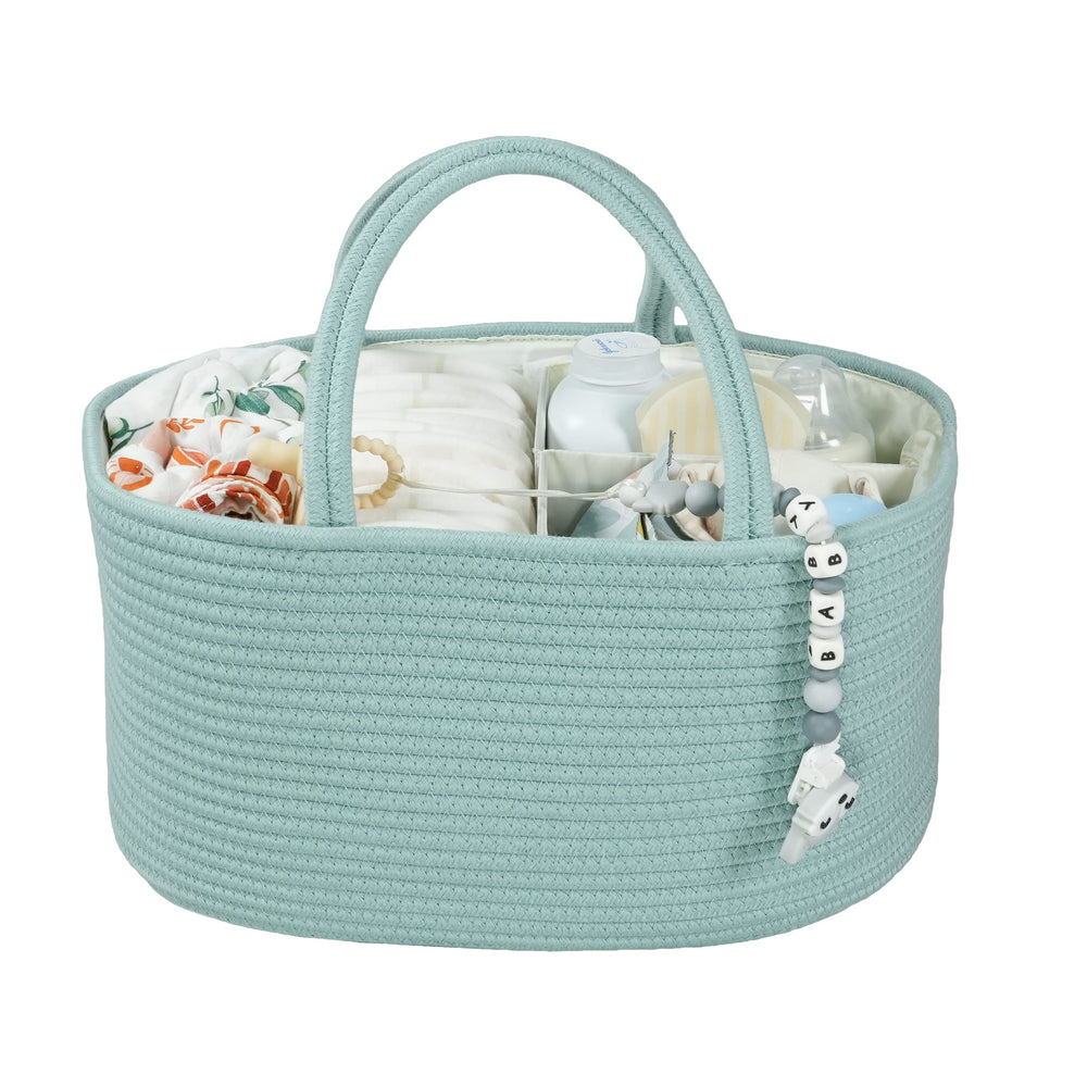 XUANGUO large diaper caddy organizer in green with ample space for diapers and wipes, within reach