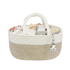 XUANGUO large diaper caddy organizer in white and brown keeps baby essentials within reach for quick changes.