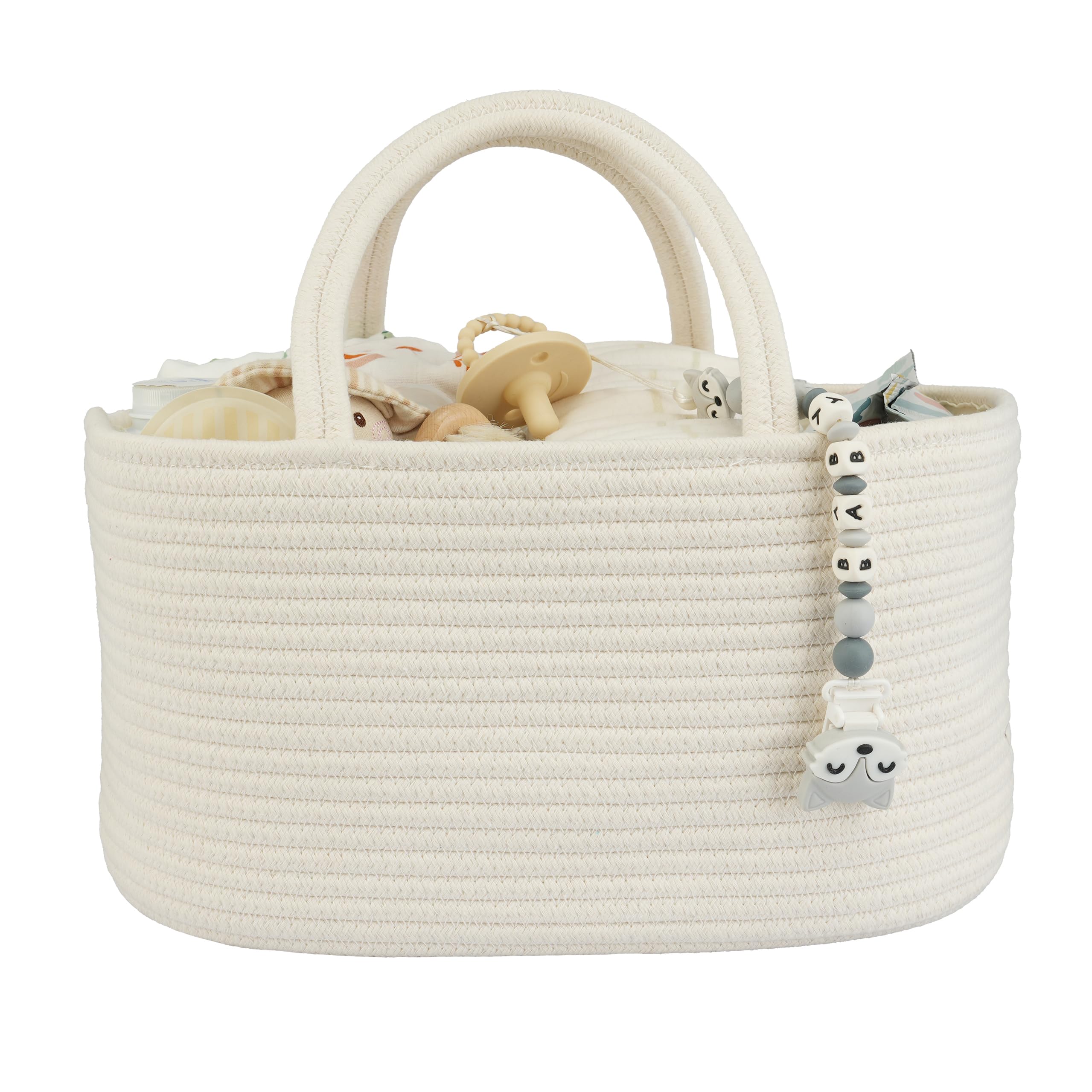 XUANGUO large diaper caddy organizer in white, front view for easy diaper changes.