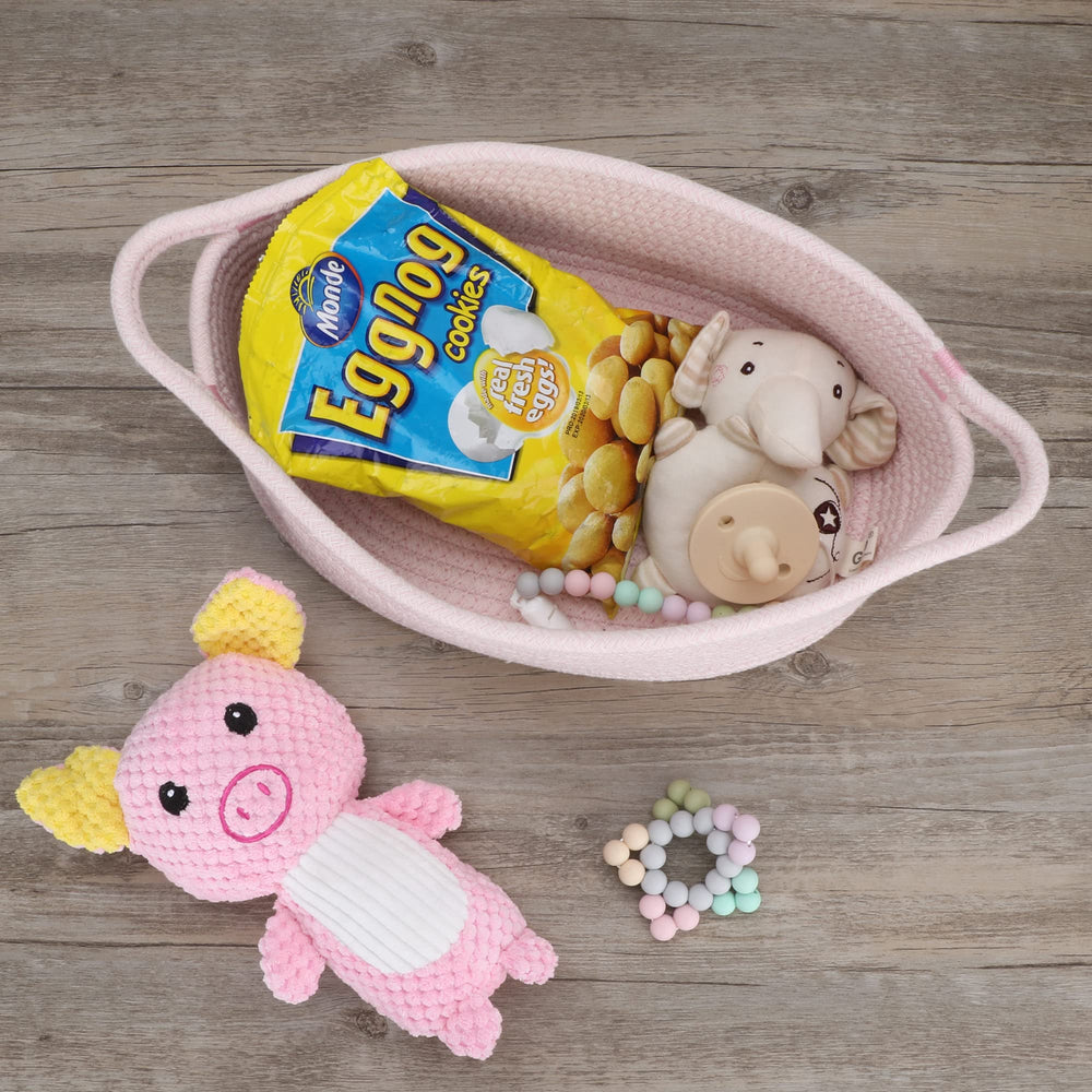 XUANGUO light pink baby basket adding soft color to a room.