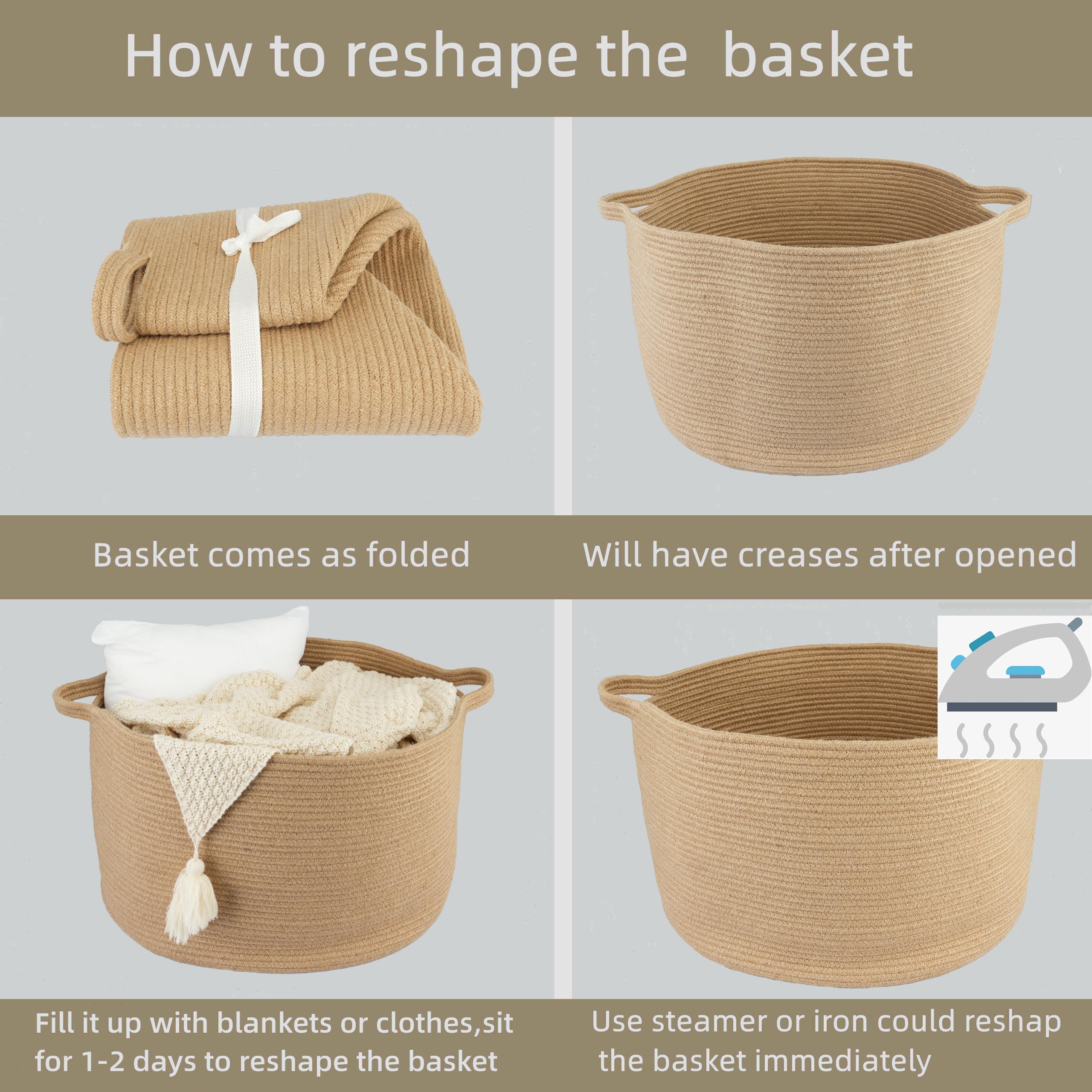 Xuanguo machine-washable rope basket for simple care
