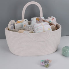 XUANGUO nursery storage basket with multiple compartments for baby essentials.