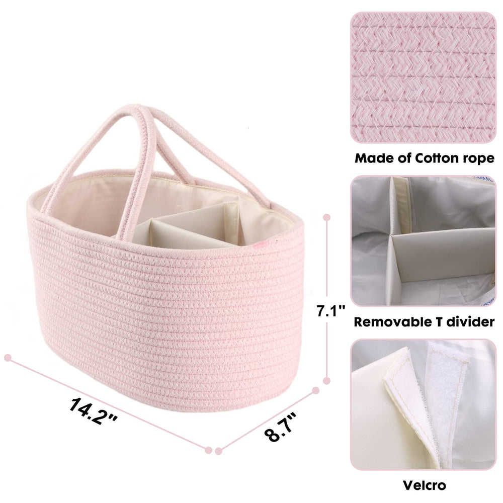 XUANGUO nursery storage basket with removable dividers keeps items neatly sorted