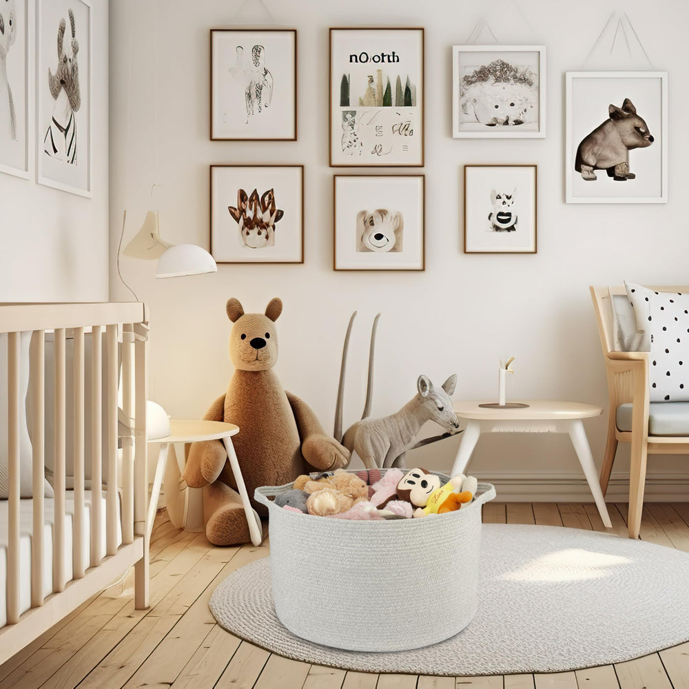 XUANGUO pet toy basket keeps dog or cat toys organized.