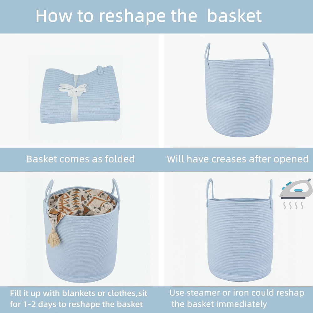 XUANGUO rope basket with long handles for easy relocation around home