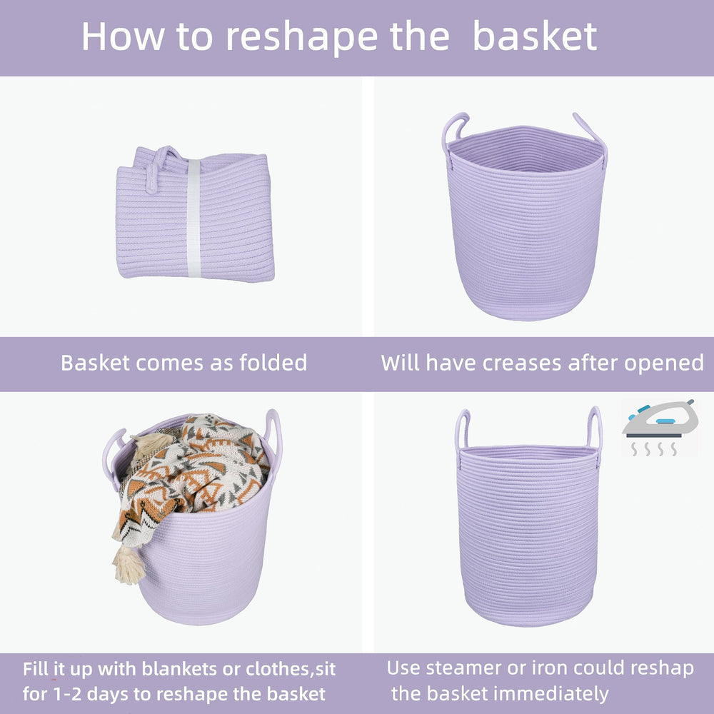 XUANGUO rope basket filled with towels demonstrates laundry organization.