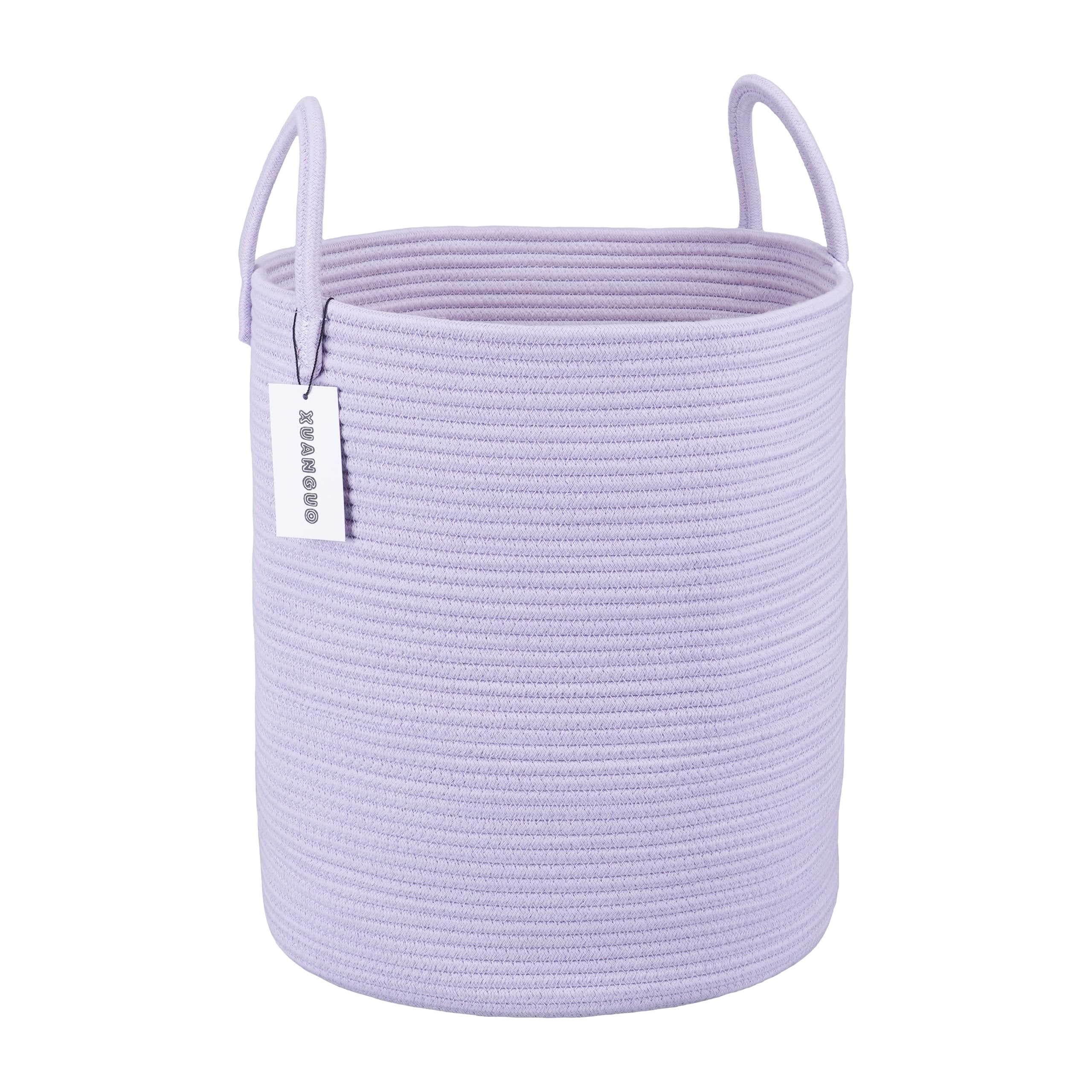 XUANGUO rope laundry basket in 15D x 18H, spacious for towels.