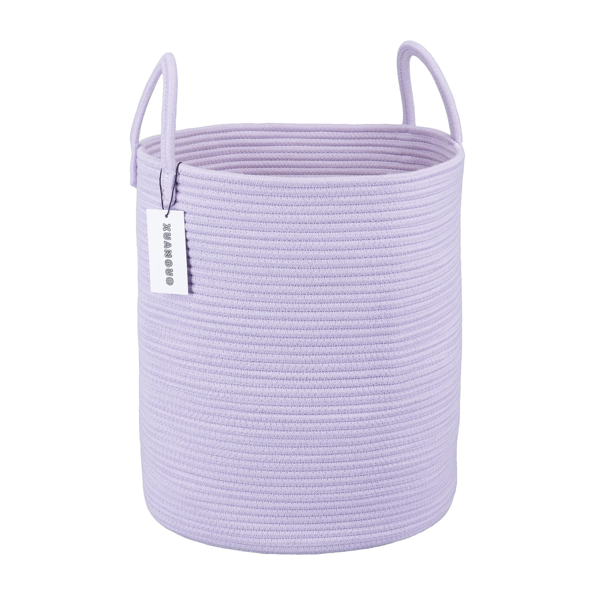 XUANGUO rope laundry basket in 15D x 18H, spacious for towels.