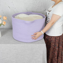 XUANGUO round cotton rope basket ideal for laundry and clothes organization.
