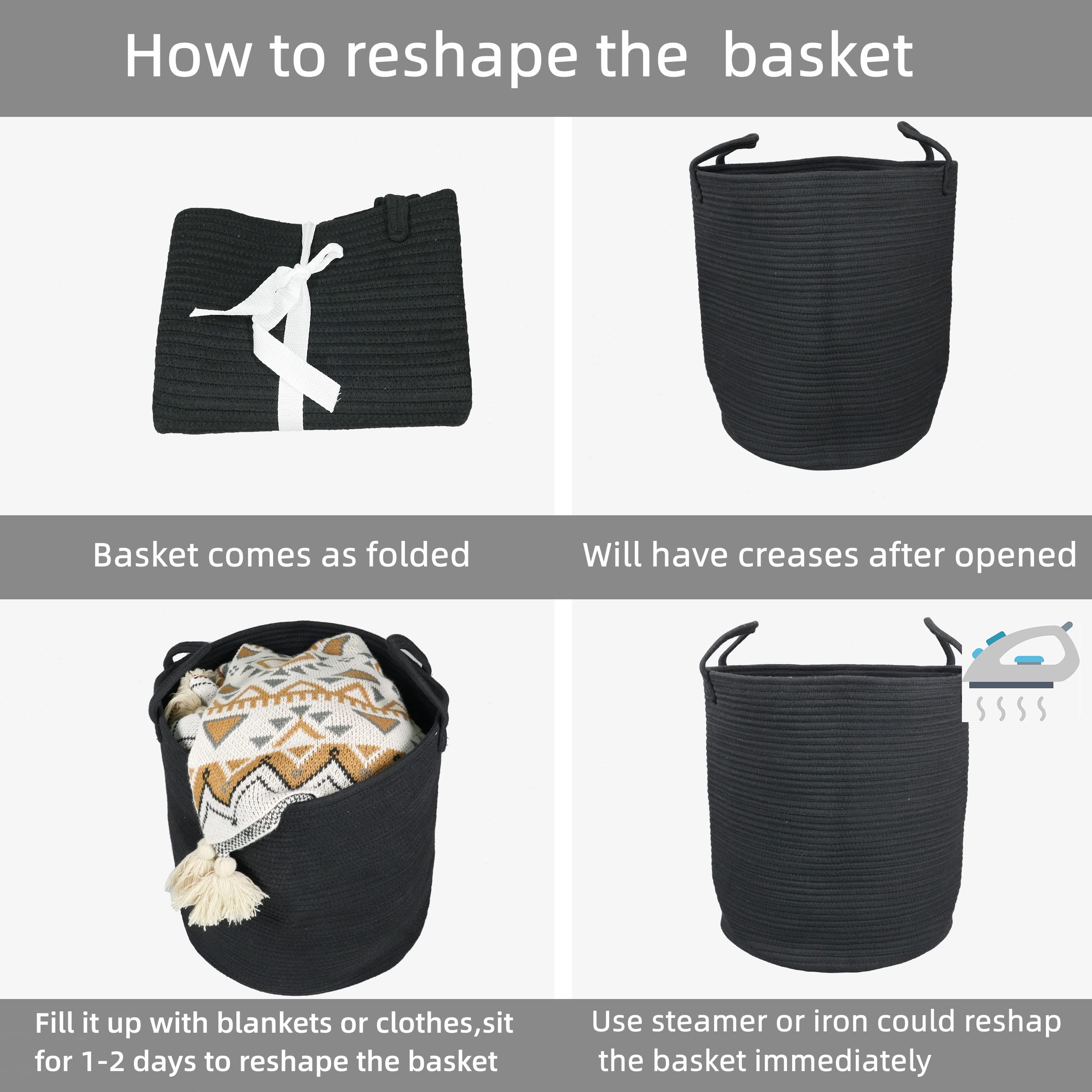 XUANGUO soft cotton rope basket, odor-free and durable for daily use.