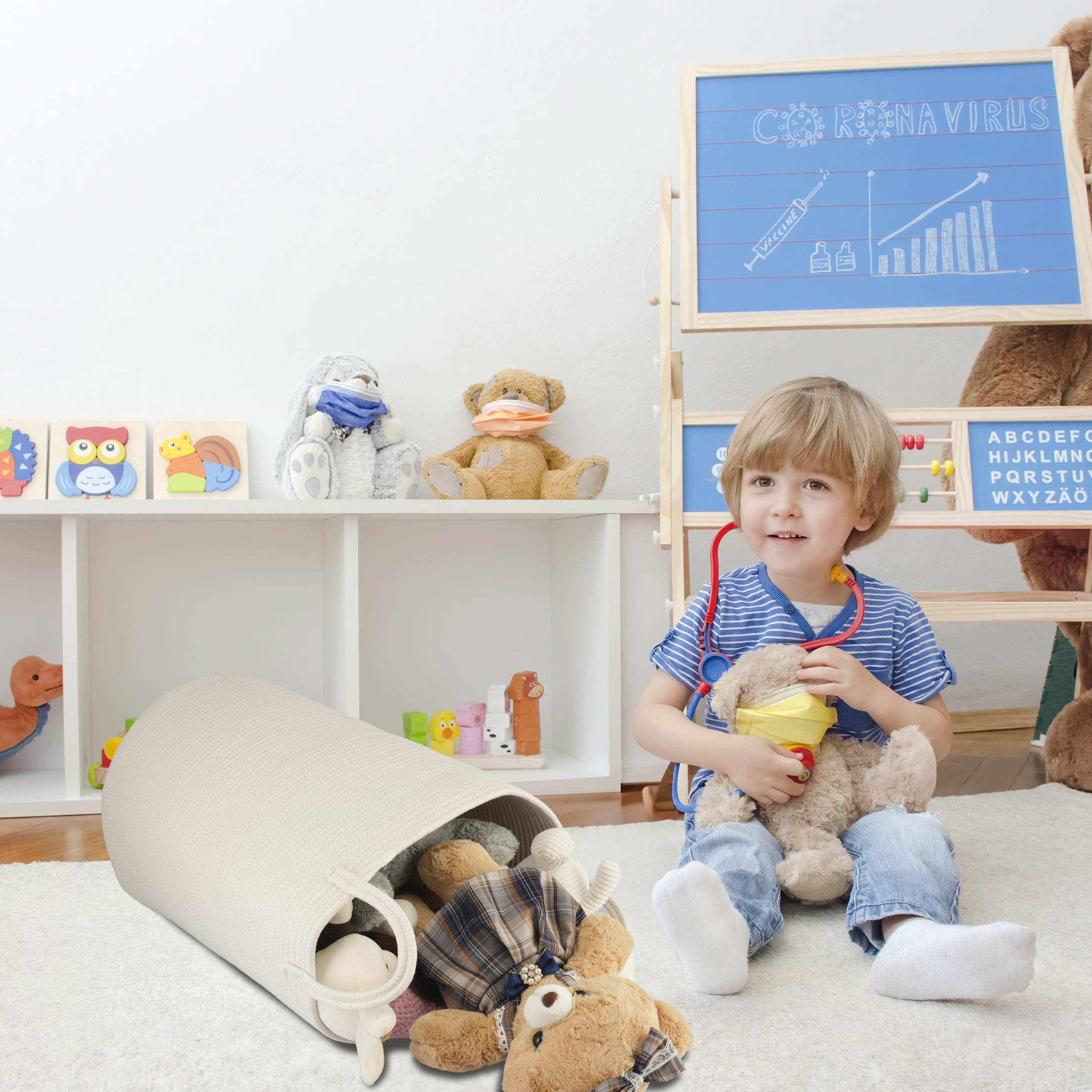 XUANGUO soft cotton rope storage bin folds for compact storing.
