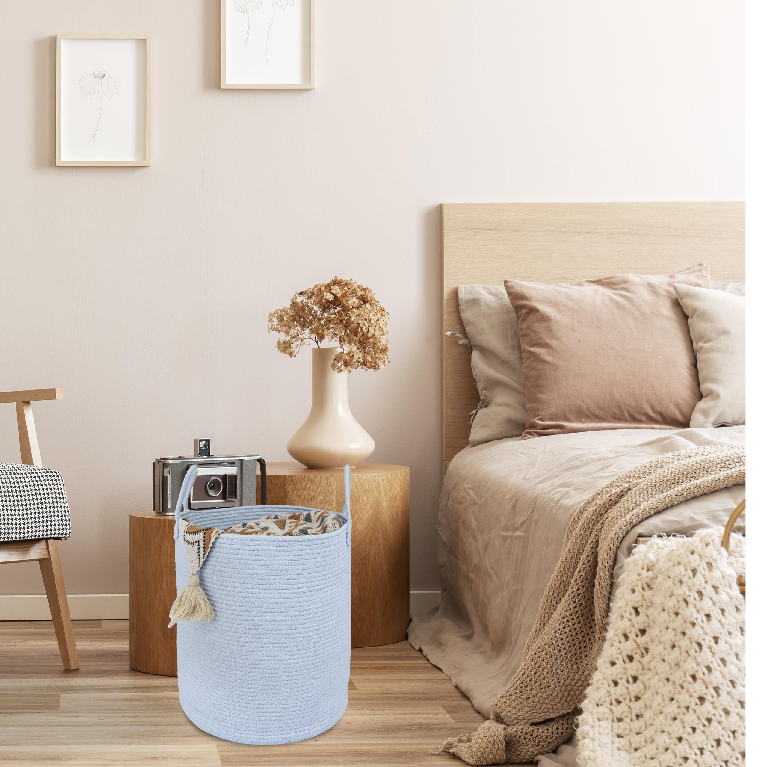 XUANGUO soft, foldable storage basket for blankets, towels, or pillows