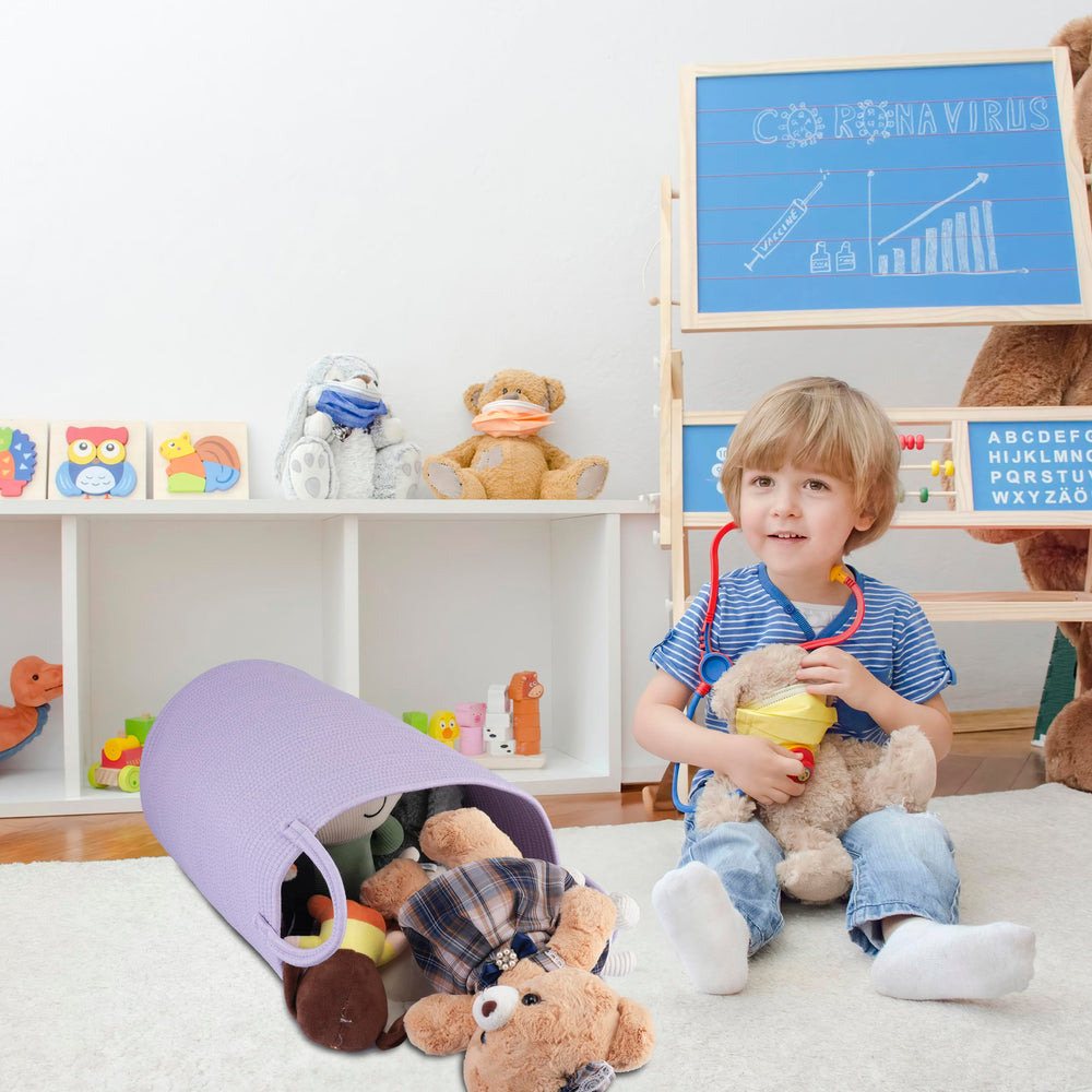 XUANGUO sturdy-handled rope basket, ideal for laundry, blankets, or toys.