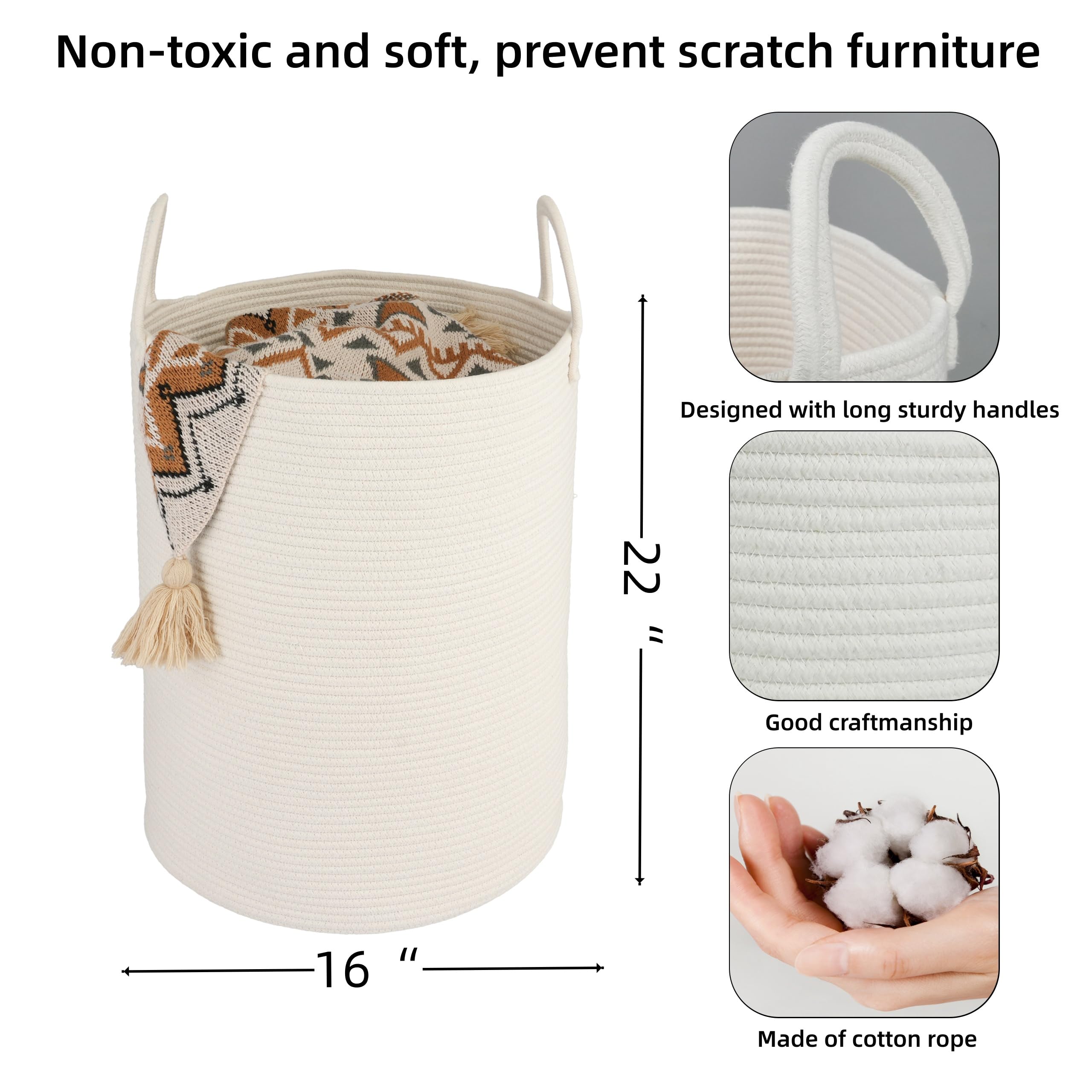 XUANGUO tall rope storage basket with handles keeps rooms tidy and accessible.