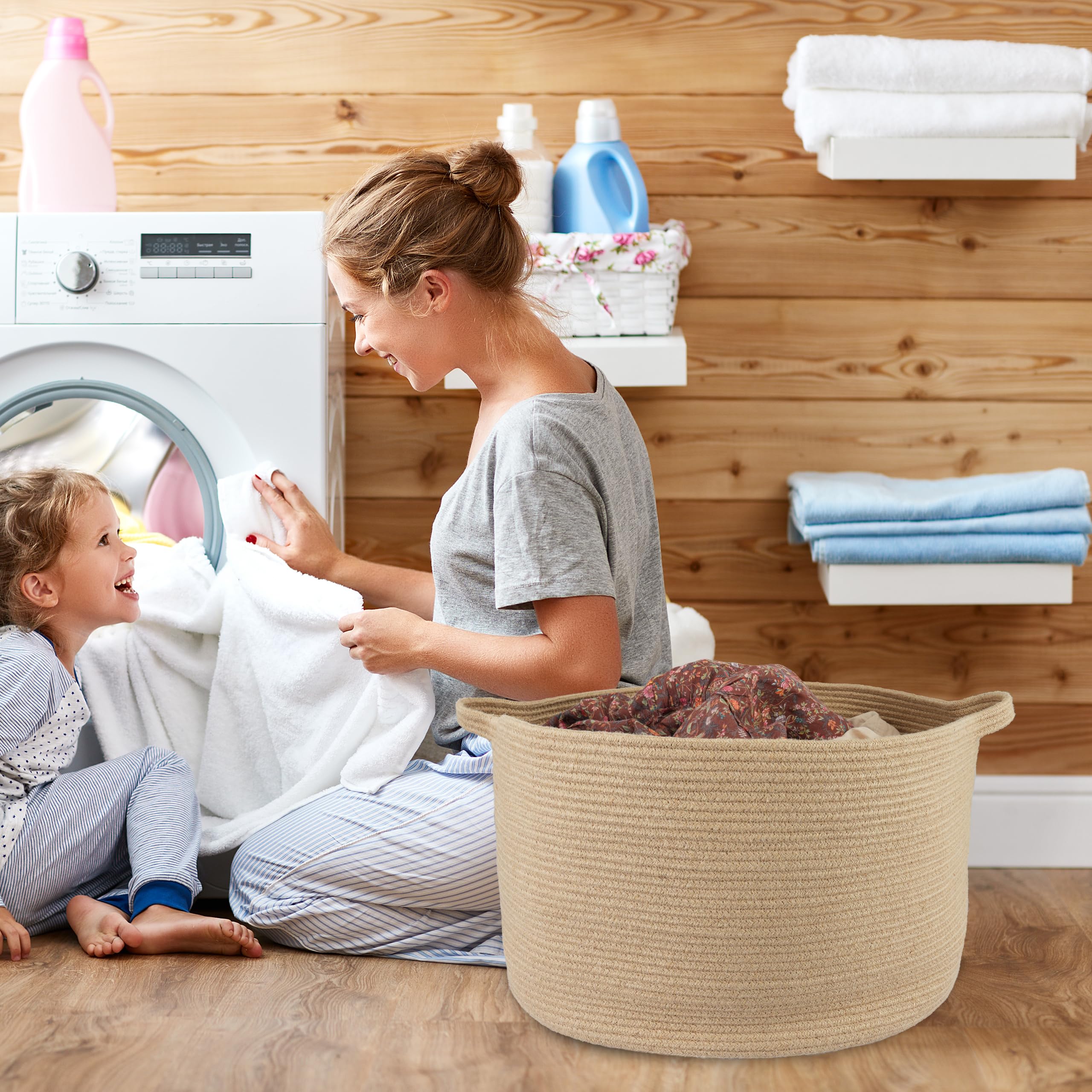 Xuanguo toy storage basket with handles for easy mobility