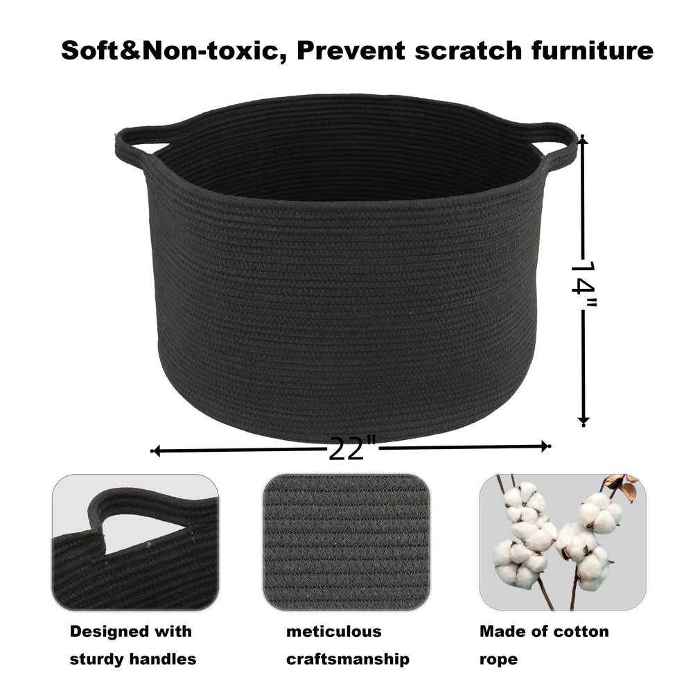 XUANGUO round cotton rope toy basket with sturdy handles for toy organization