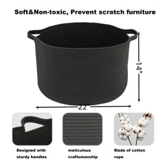 XUANGUO round cotton rope toy basket with sturdy handles for toy organization