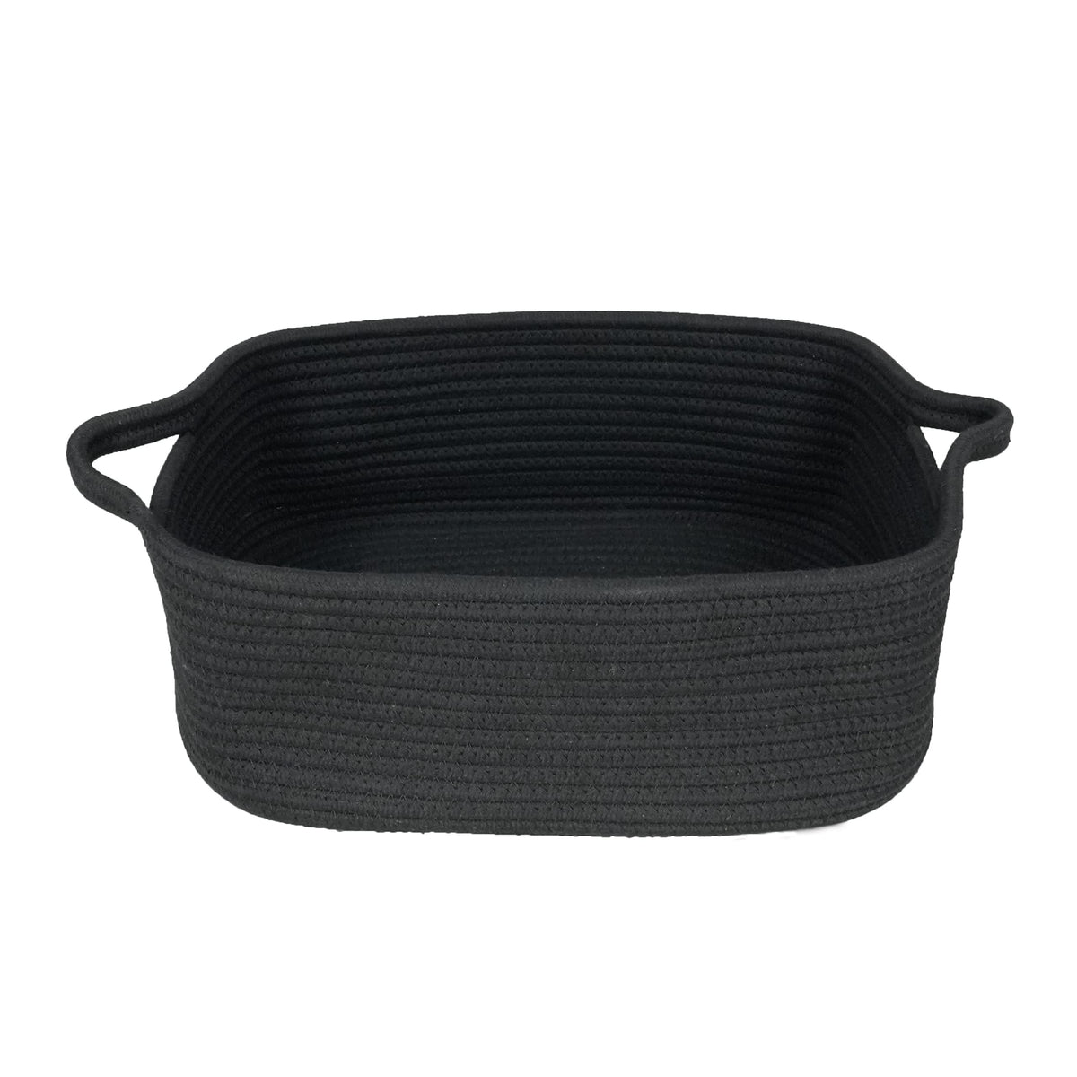 Xuanguo woven cotton rope storage basket with handles keeps shelves tidy