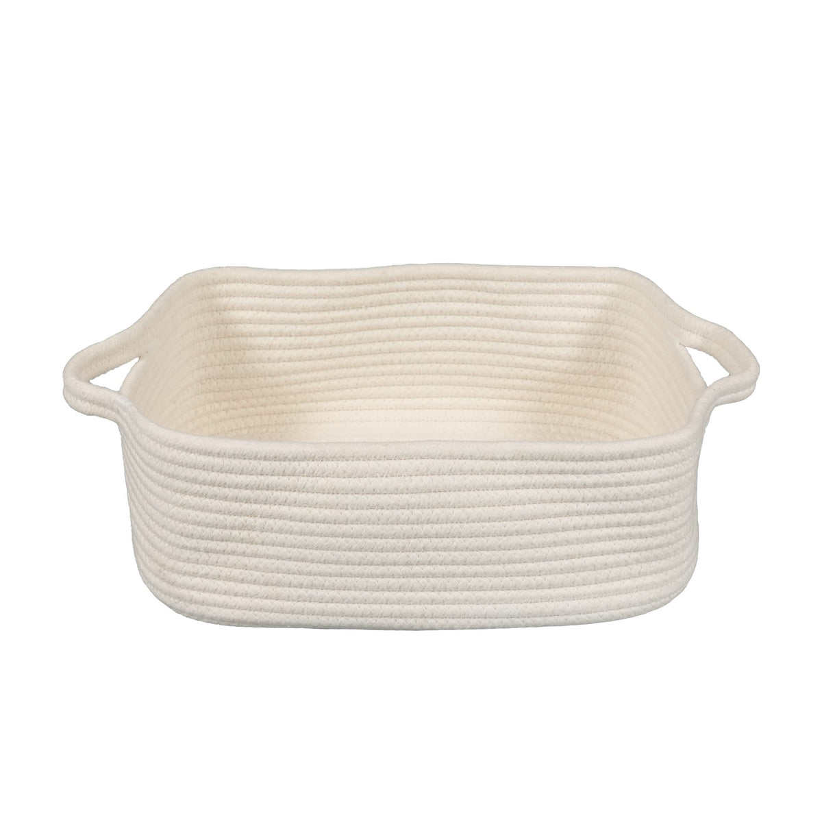 XUANGUO woven cotton rope storage basket with handles, white, for organized spaces