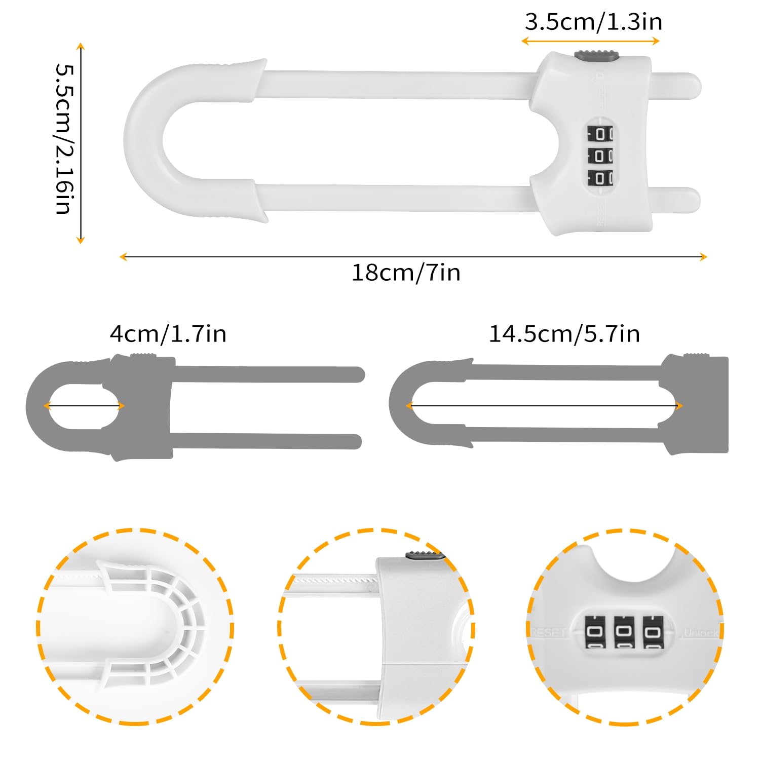 Xuanxi Star u-shaped cabinet locks fit over handles to deter access.