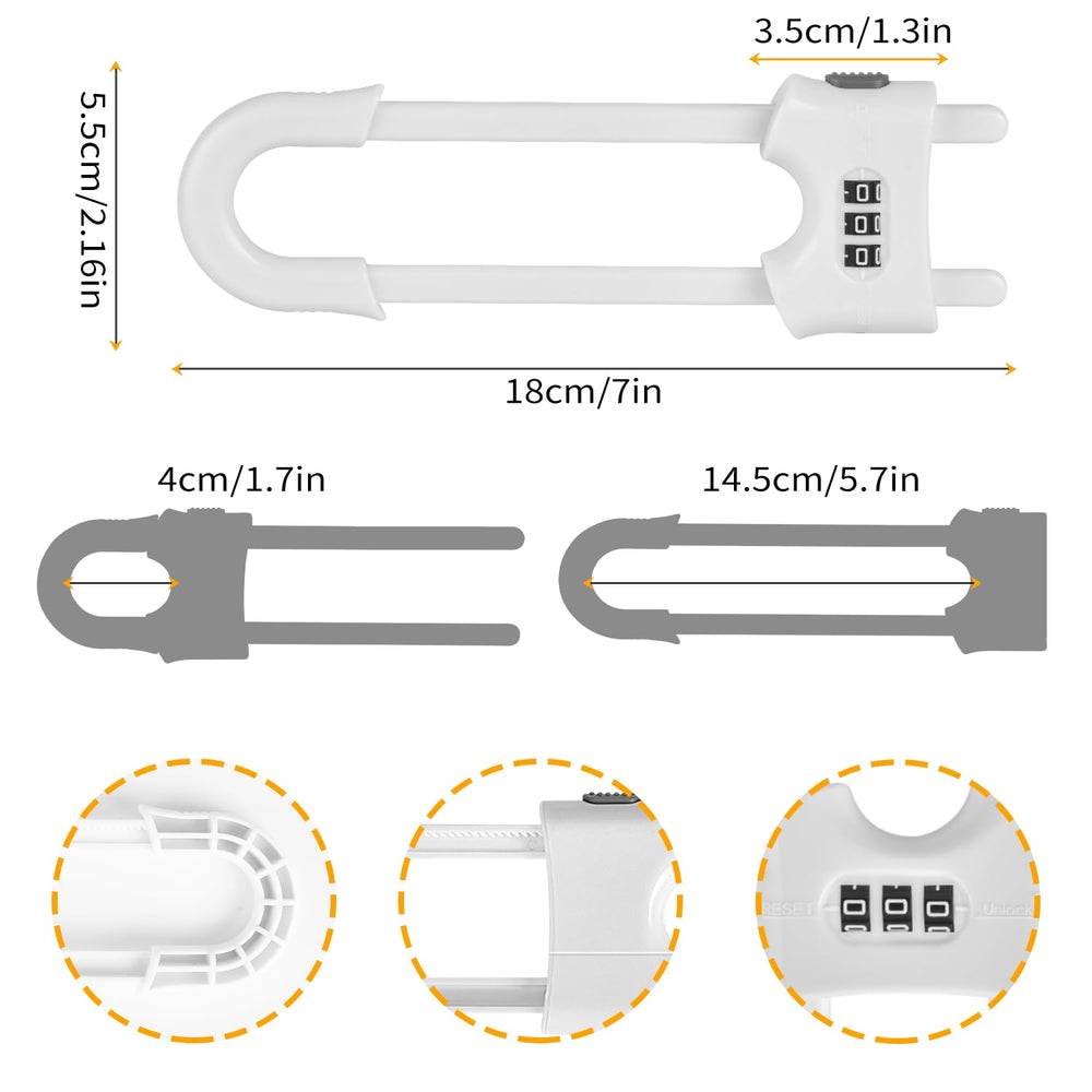 Xuanxi Star u-shaped cabinet locks fit over handles to deter access.