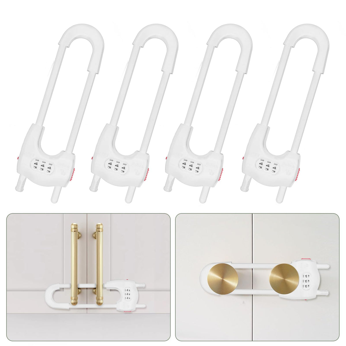 Xuanxi Star 4-pack cabinet locks in package protect curious children around cabinets.