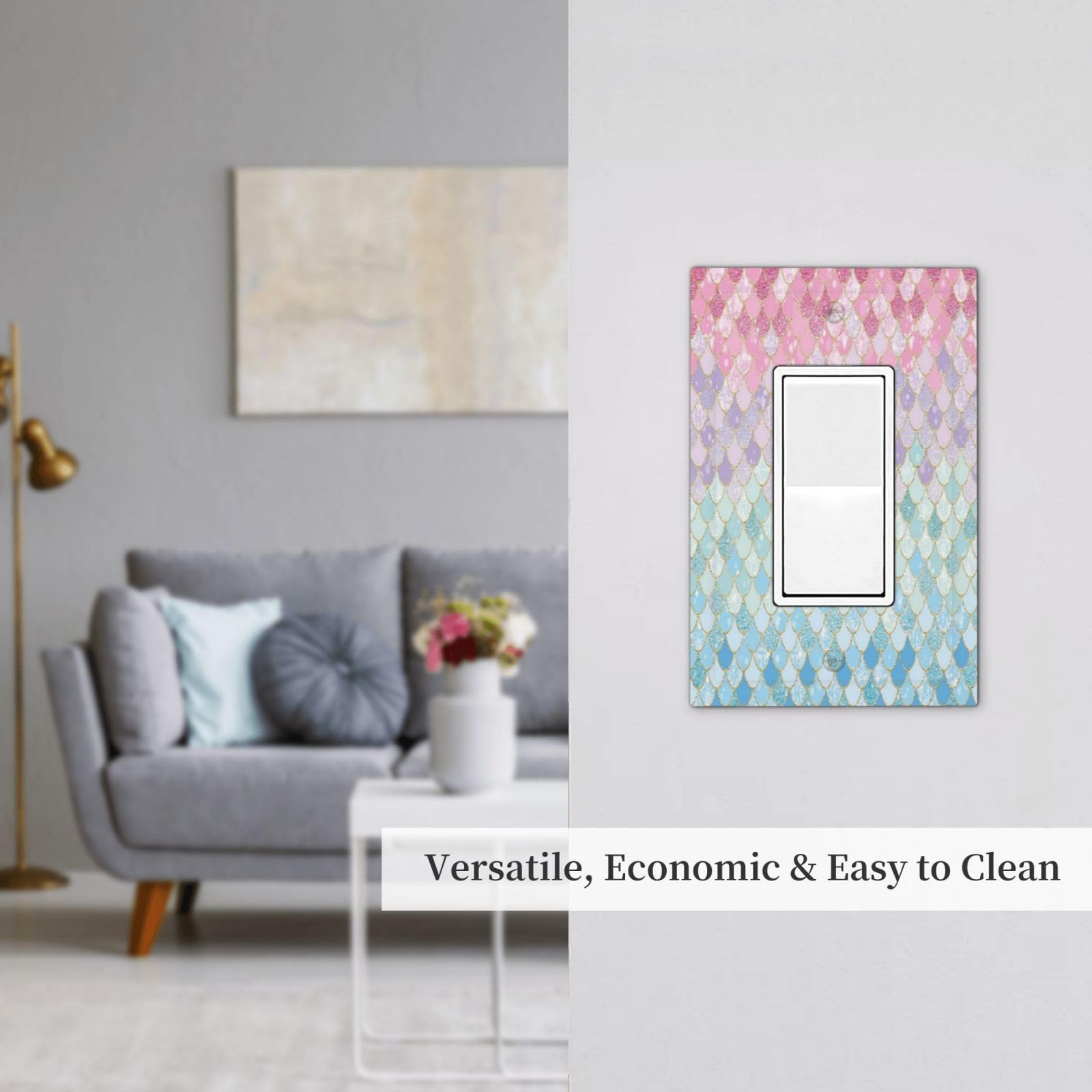 Xuejiaku blue mermaid scales faceplate complements living room accents.