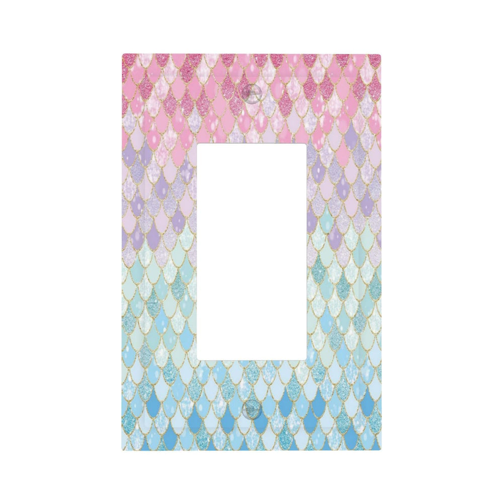 Xuejiaku Colorful Mermaid Scales plate mounted on wall with bright blue accents for playful decor.