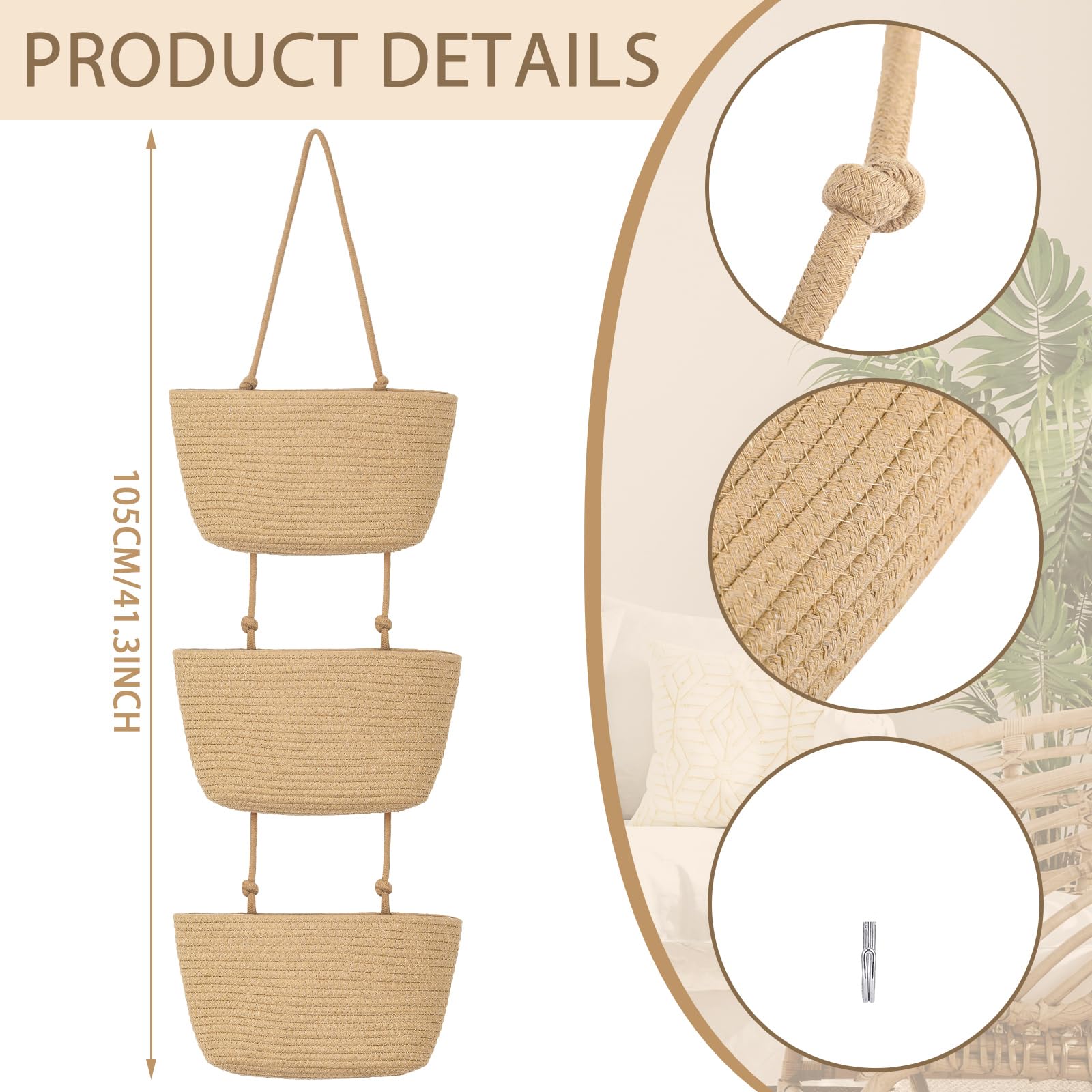 Xuhal 3-tier wall basket setup demonstrates generous capacity for clothes, toys and magazines