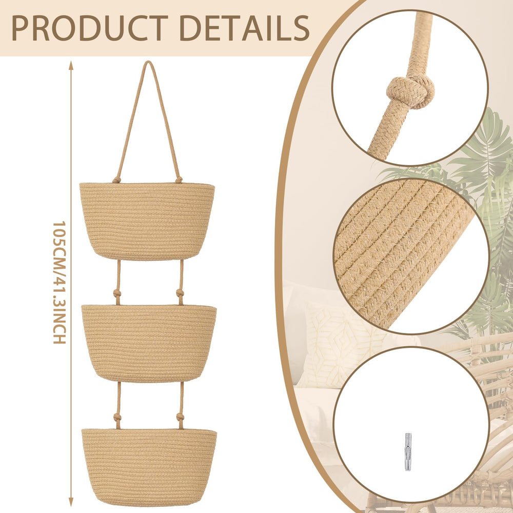 Xuhal 3-tier wall basket setup demonstrates generous capacity for clothes, toys and magazines