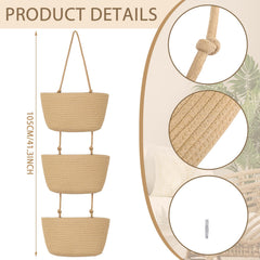 Xuhal 3-tier wall basket setup demonstrates generous capacity for clothes, toys and magazines