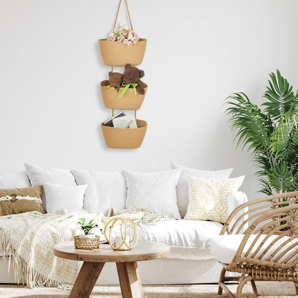 Xuhal boho decorative wall basket adding warmth and texture to any room