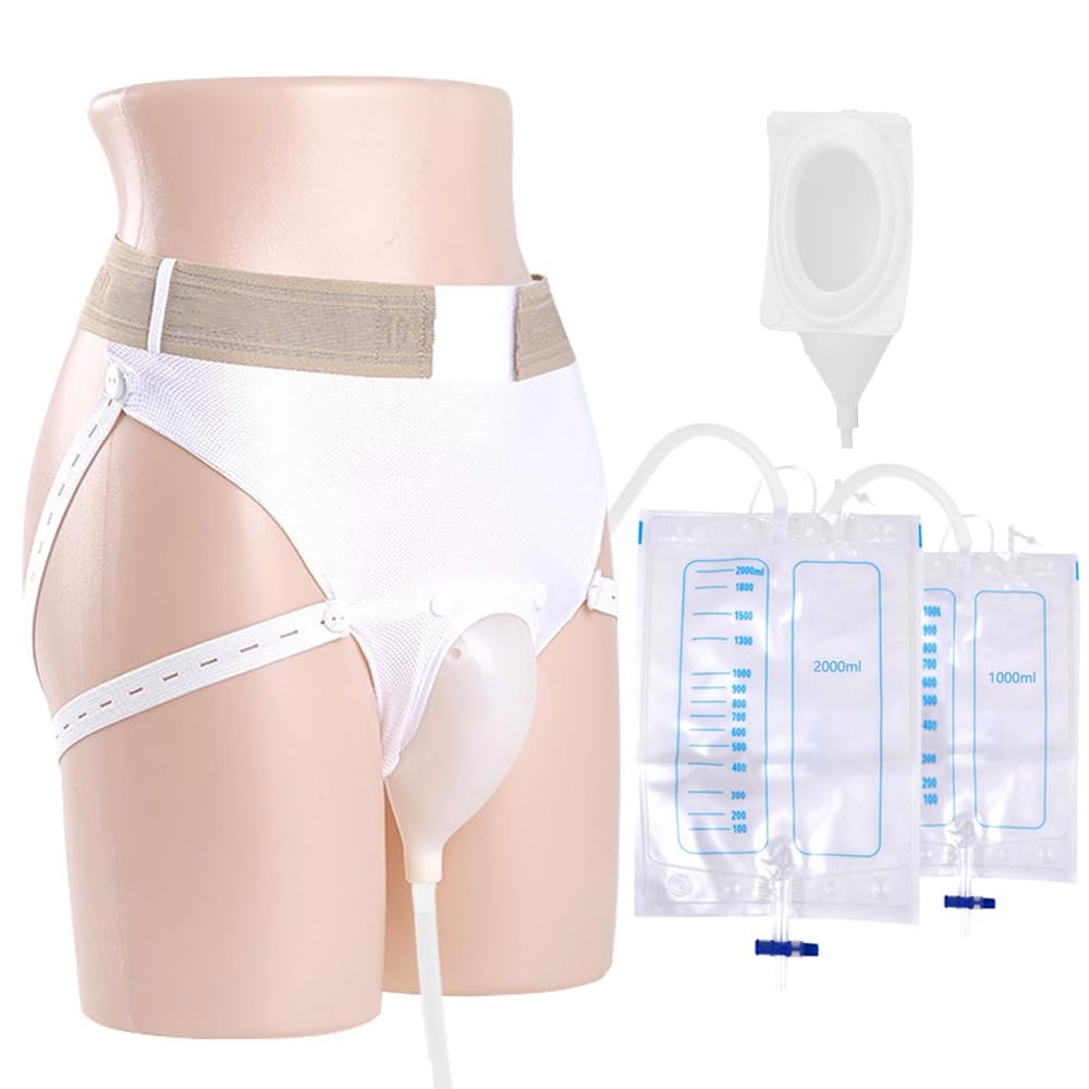 XUIAQZW external catheter with wearable bag for discreet daytime use.
