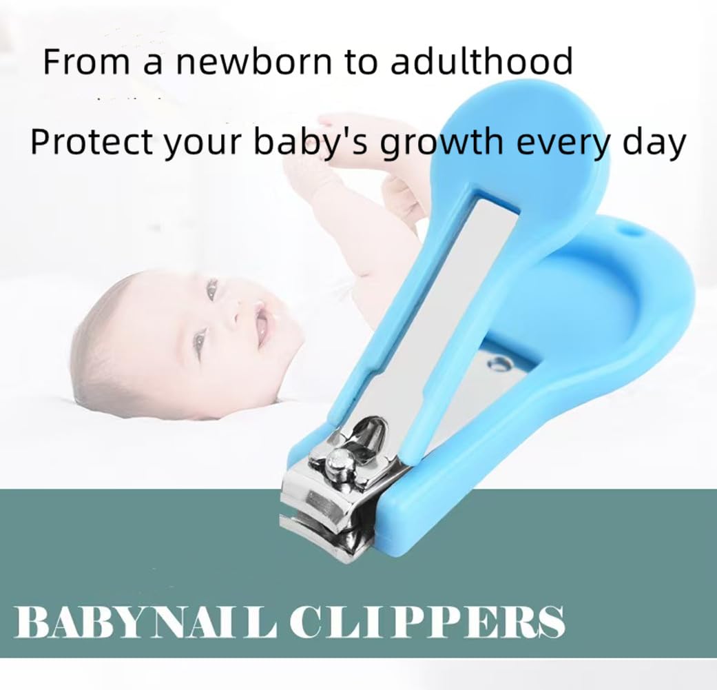 XUJINCN baby nail clippers blue close-up with non-slip handle.
