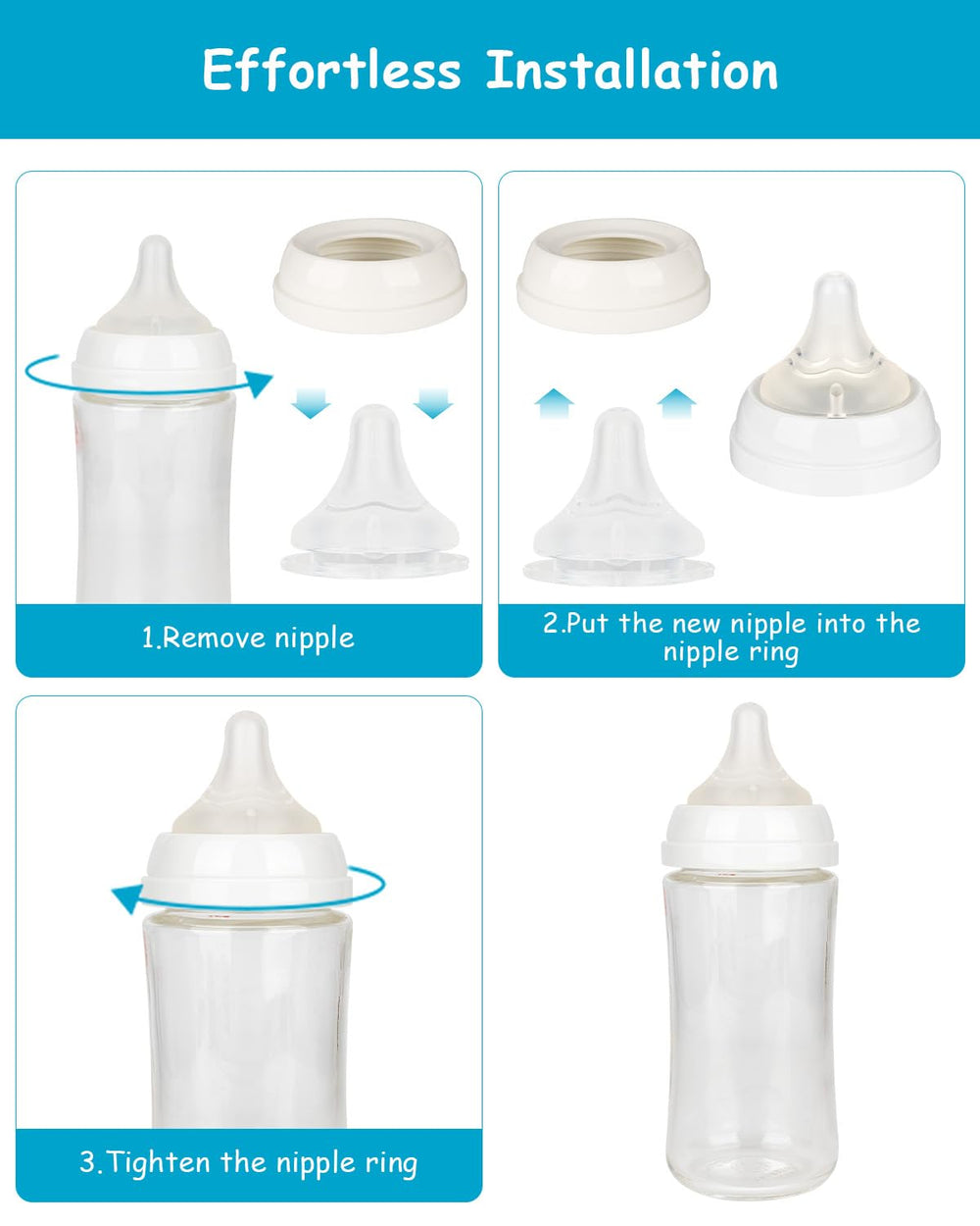XUNICUTE vented nipple reduces swallowed air for comfort.