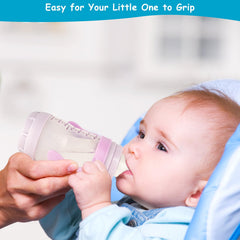 XUNICUTE bottle handles purple ergonomic grip highlights easy one-handed feeding.
