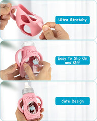 XUNICUTE silicone sleeve provides extra protection for glass baby bottle