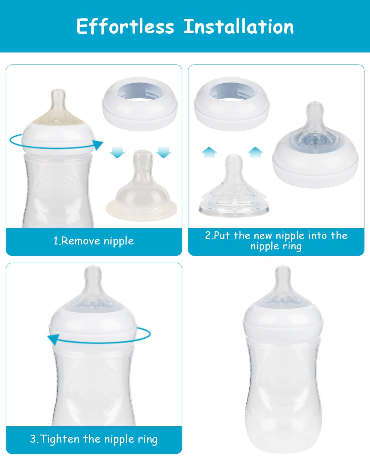 XUNICUTE six-pack nipples fit Philips Avent anti-colic bottles.